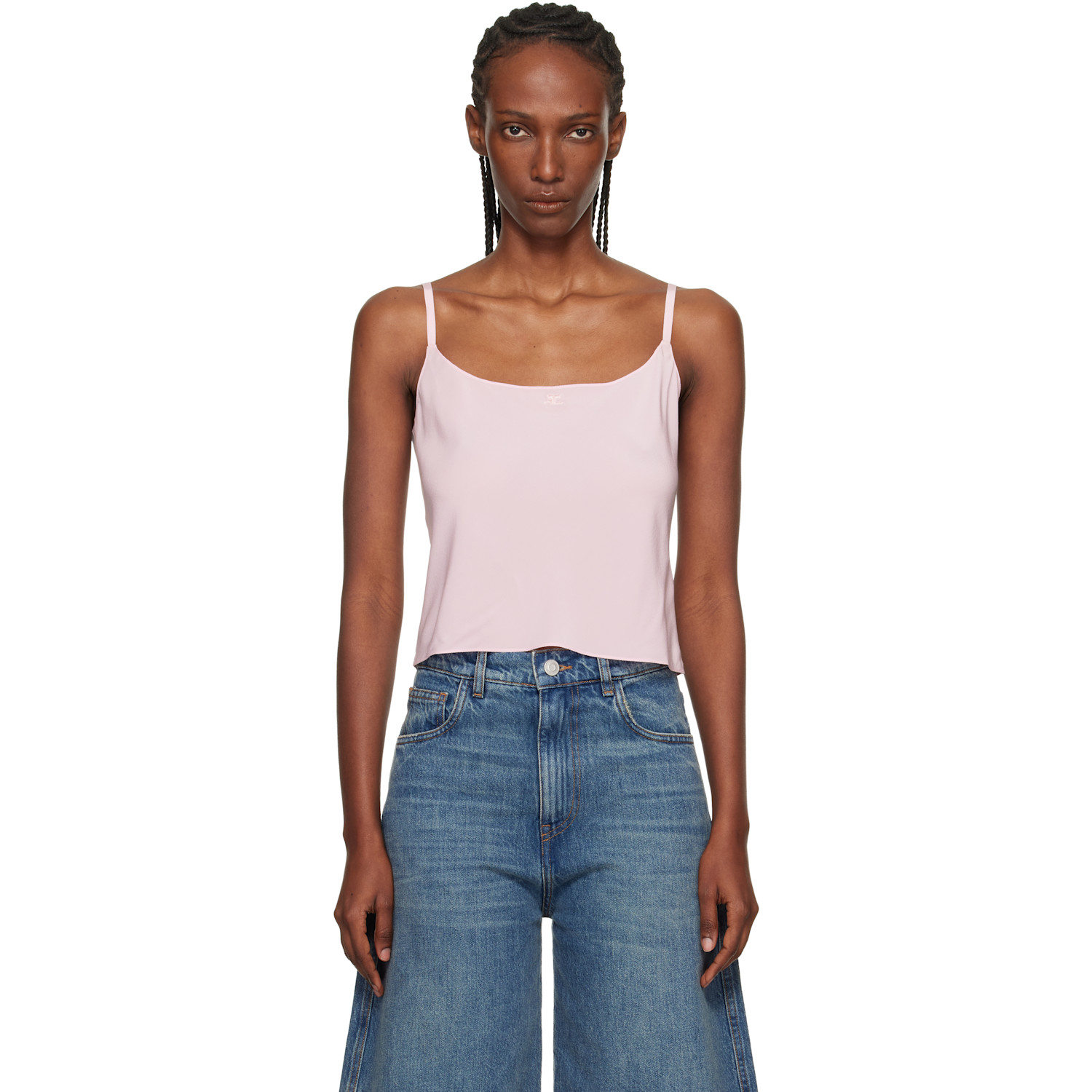 Courreges Tank Suspenders 90's Rib Top in Black | Smart Closet
