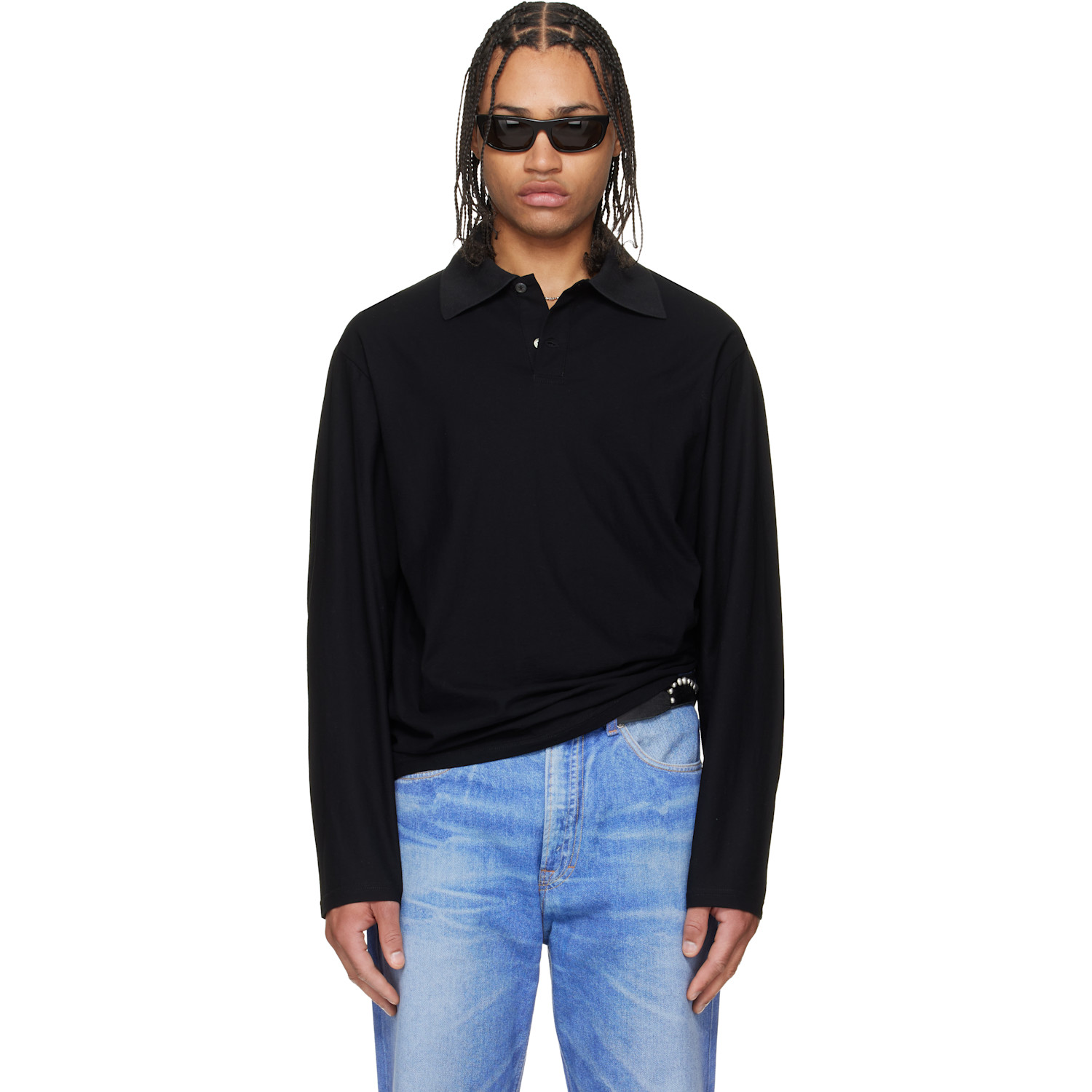Our Legacy Black Big Piquet Polo | Smart Closet