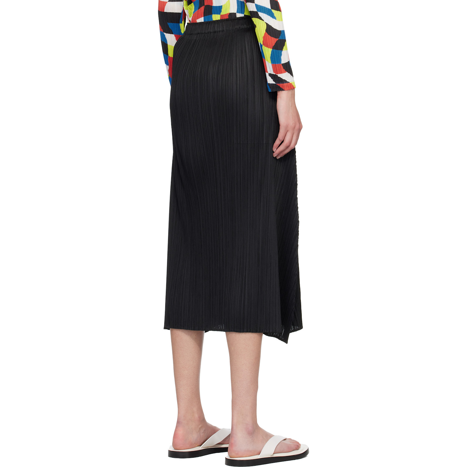 PLEATS PLEASE ISSEY MIYAKE Black Bounce Knit Midi Skirt | Smart Closet