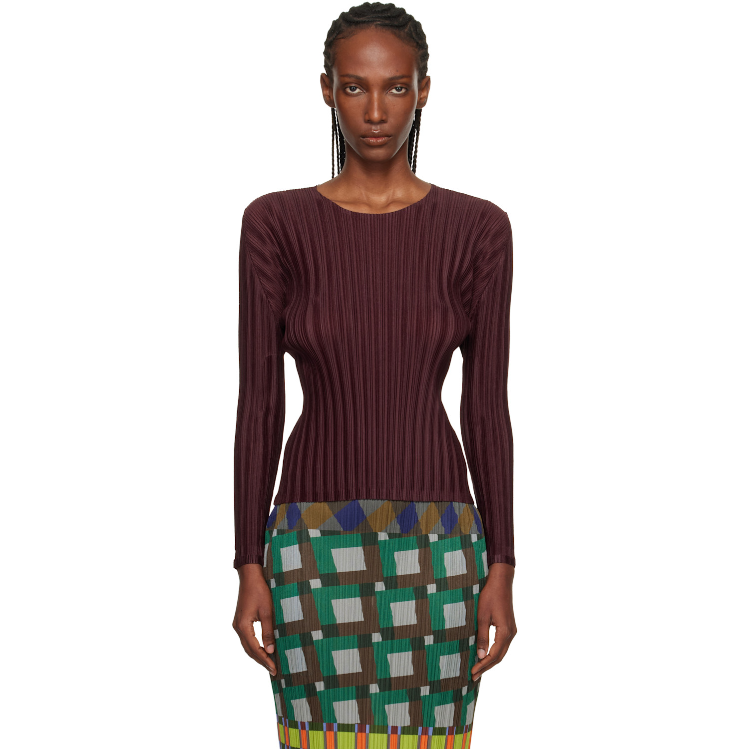 Pleats Please Issey Miyake plissé V-neck kaftan top | Smart Closet