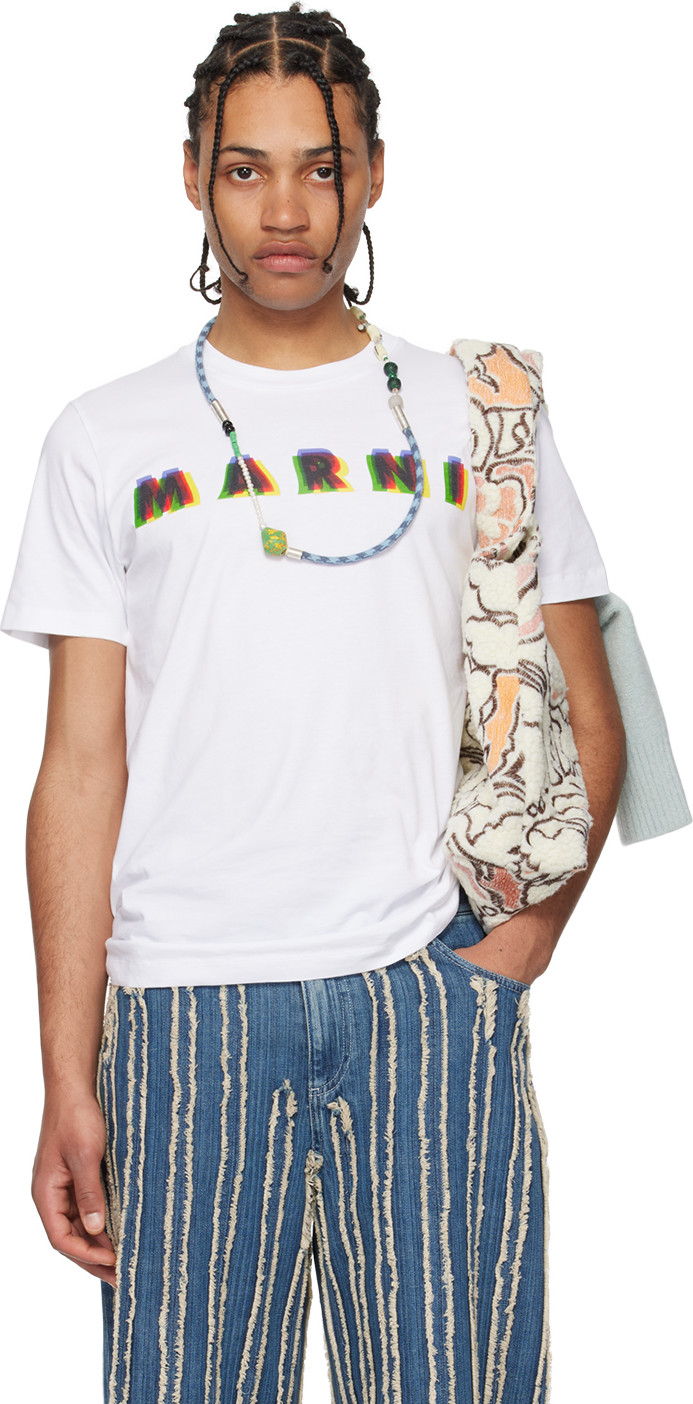 White Printed T-Shirt by Marni on Sale