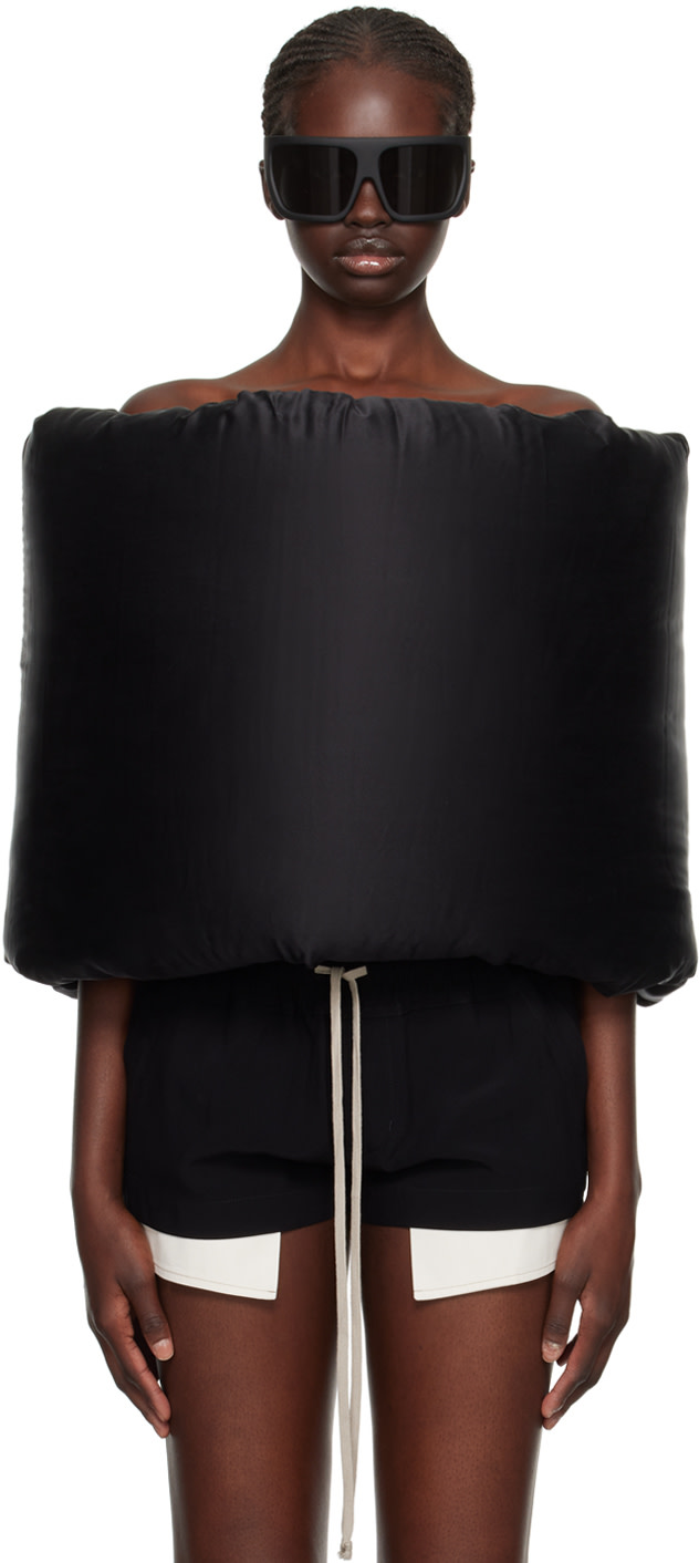 Rick Owens: Black Donut Down Scarf | SSENSE