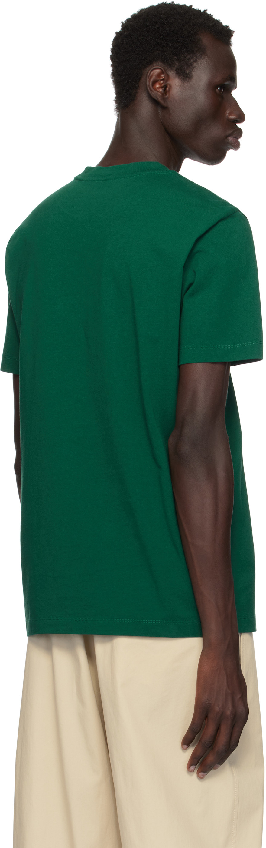 Moncler: Green Flocked Logo T-shirt | SSENSE