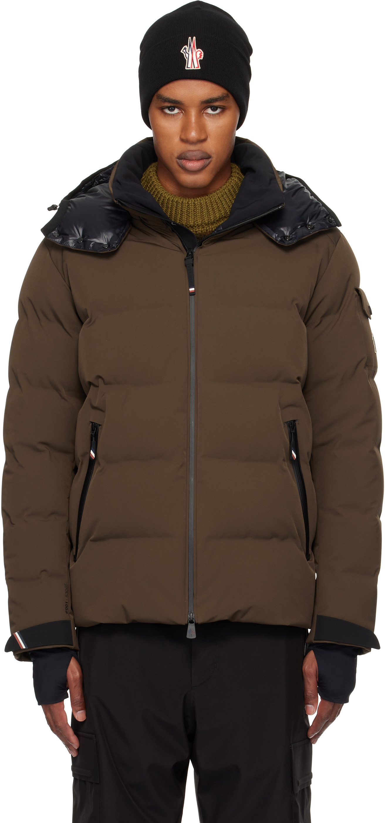 Moncler Grenoble: Brown Montgetech Hooded Ski Down Jacket | SSENSE