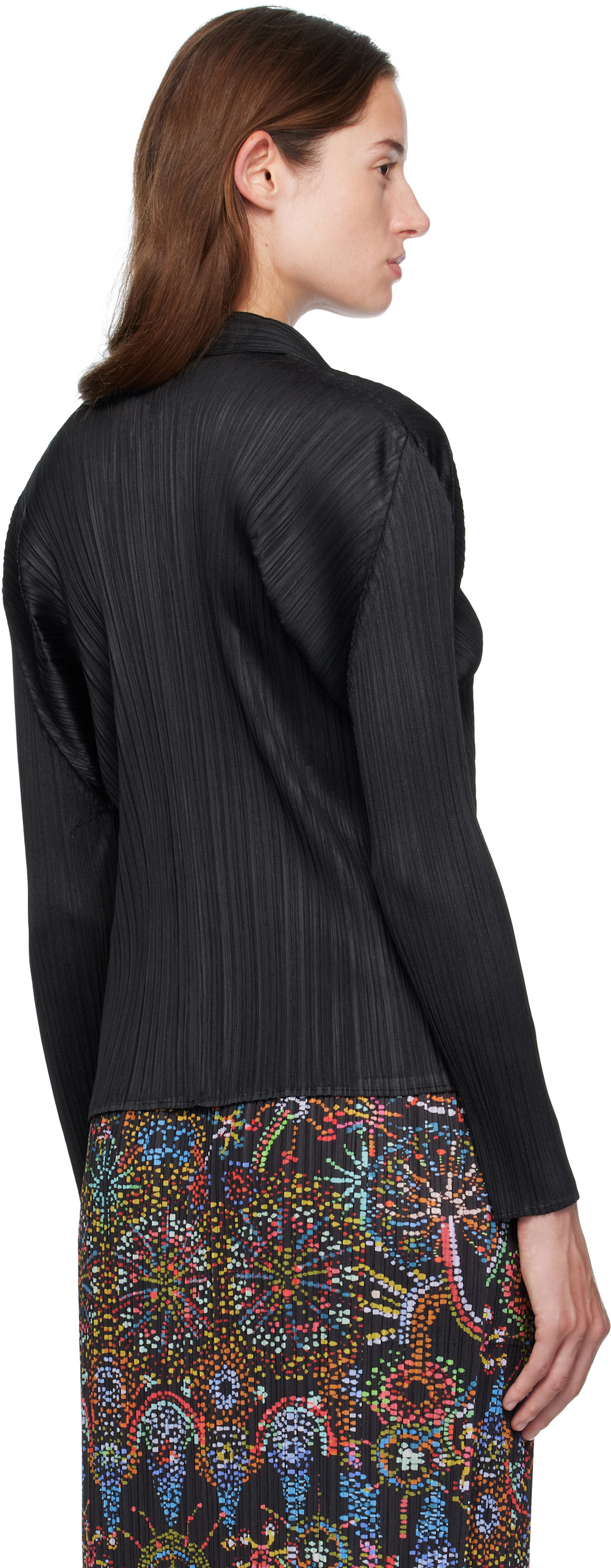 PLEATS PLEASE ISSEY MIYAKE: Black Basics Blouse | SSENSE Canada