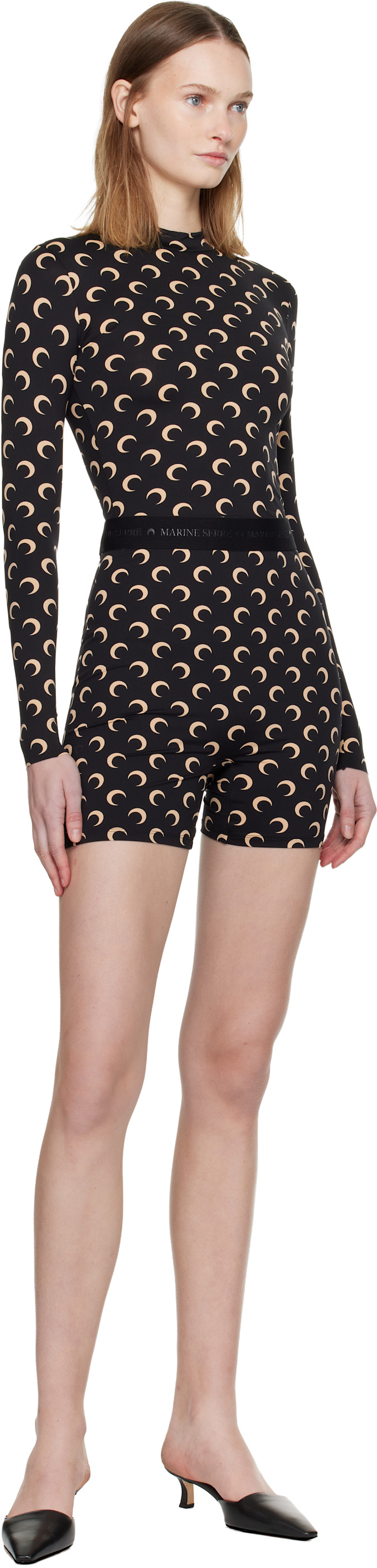 Marine Serre: ブラック Recycled Moon Jersey セカンドスキン