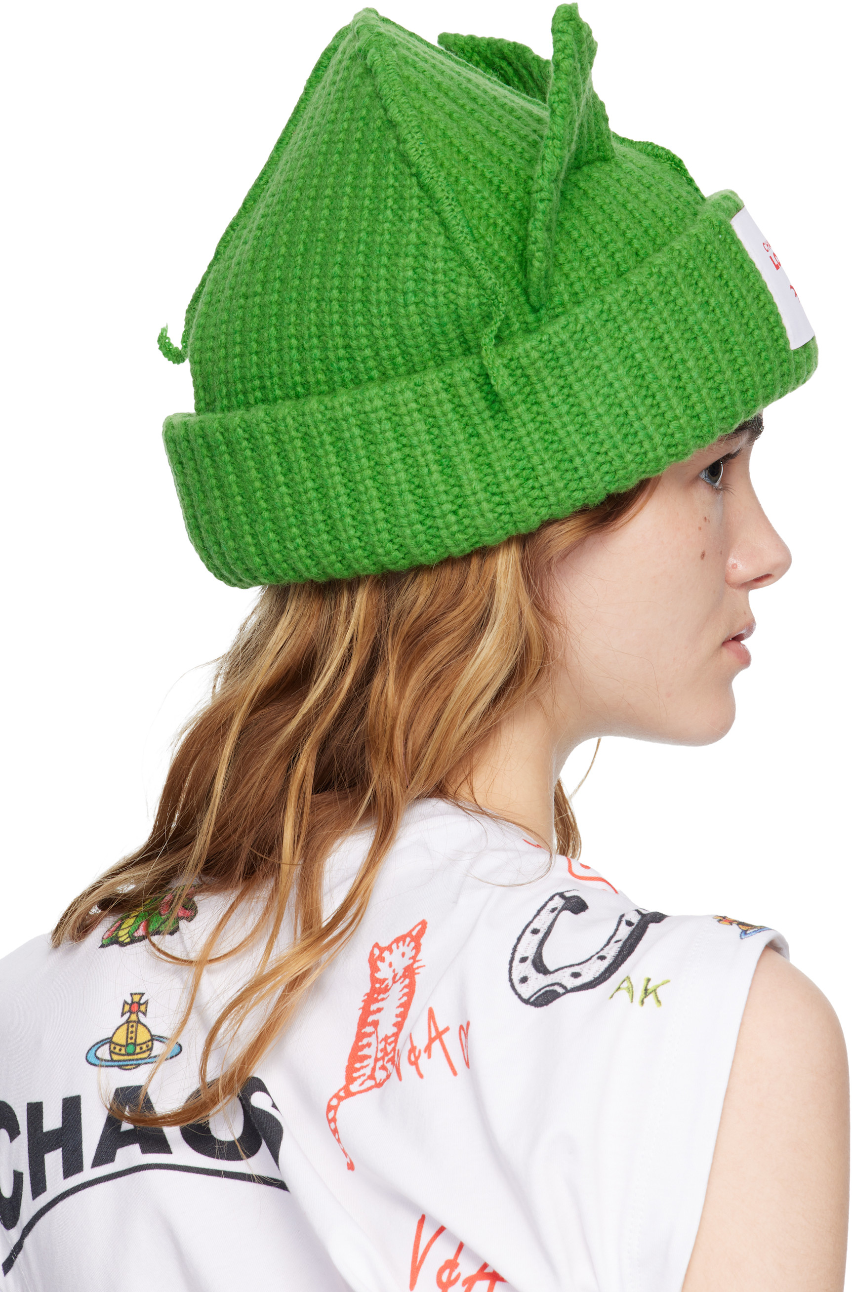 Charles Jeffrey LOVERBOY: Green Chunky Ears Beanie | SSENSE