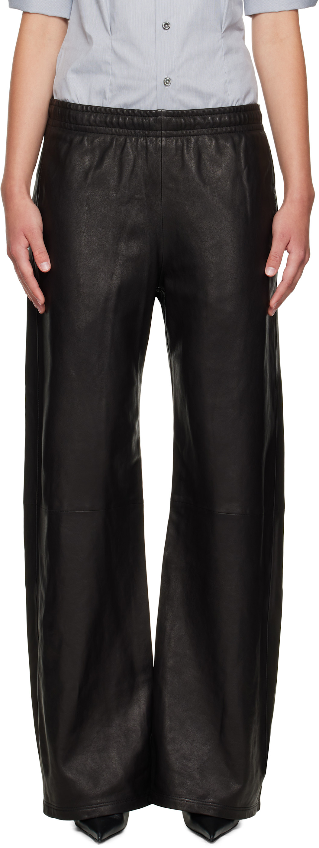 Black Lined Lambskin Pants