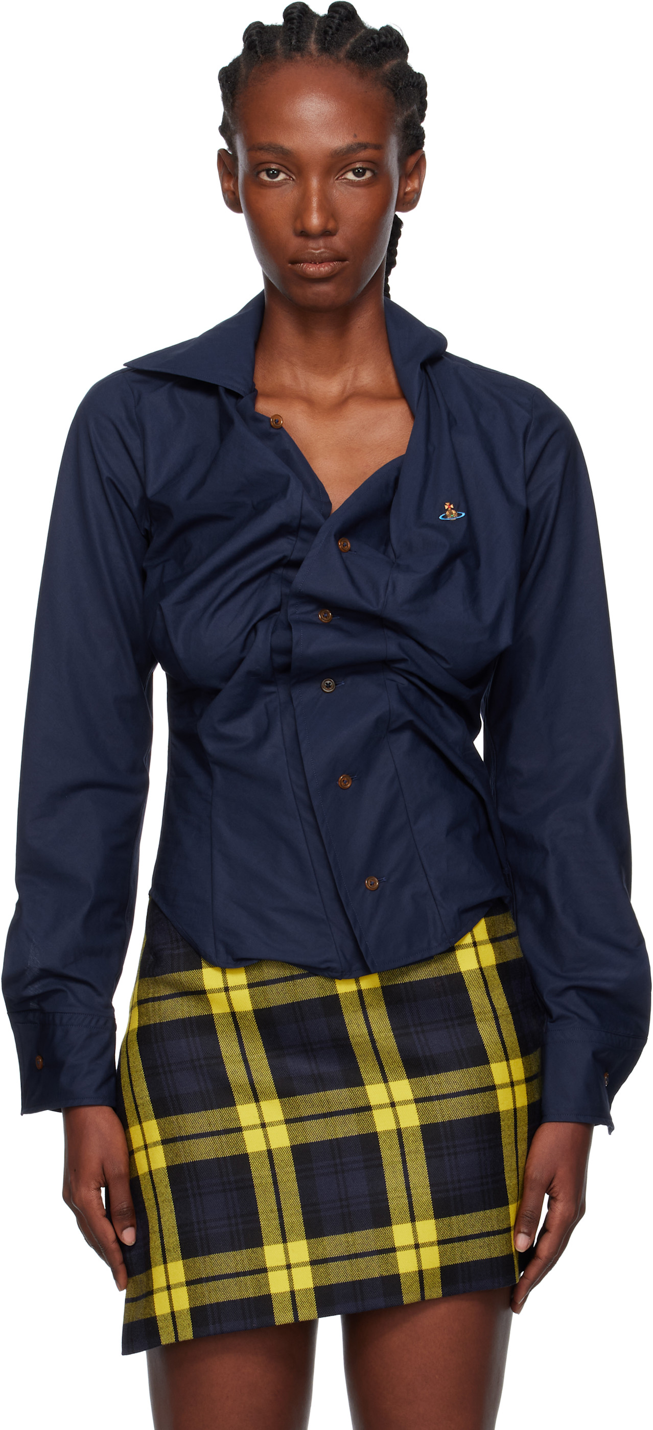 Vivienne Westwood: Navy Drunken Shirt | SSENSE United Kingdom