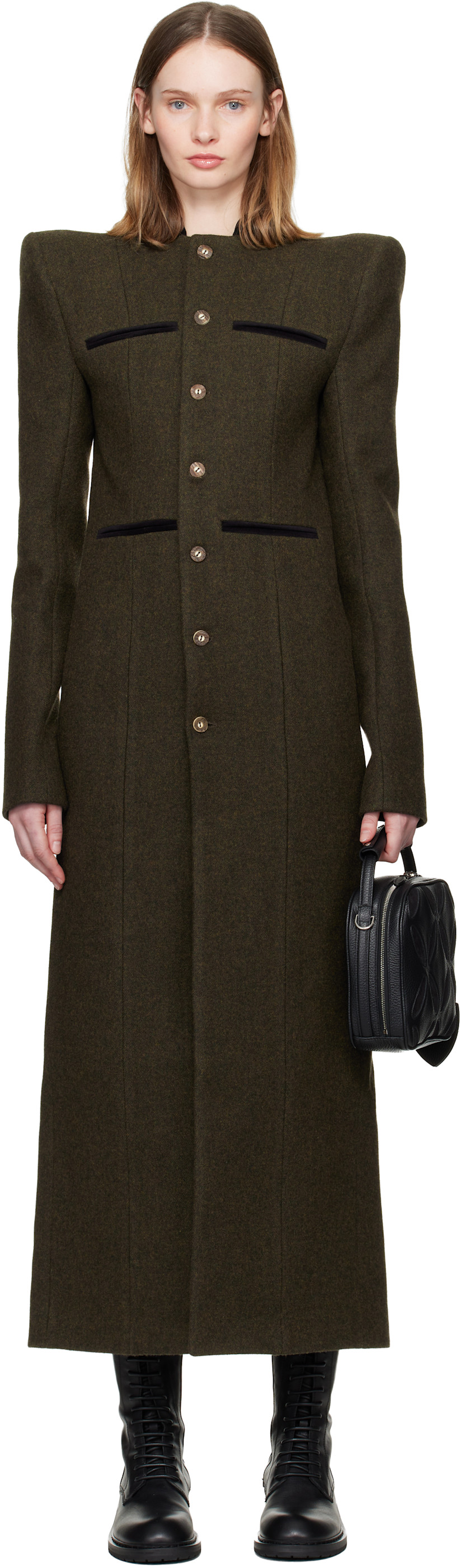 LAURA ANDRASCHKO
Khaki Pagoda Loden Maxi Coat