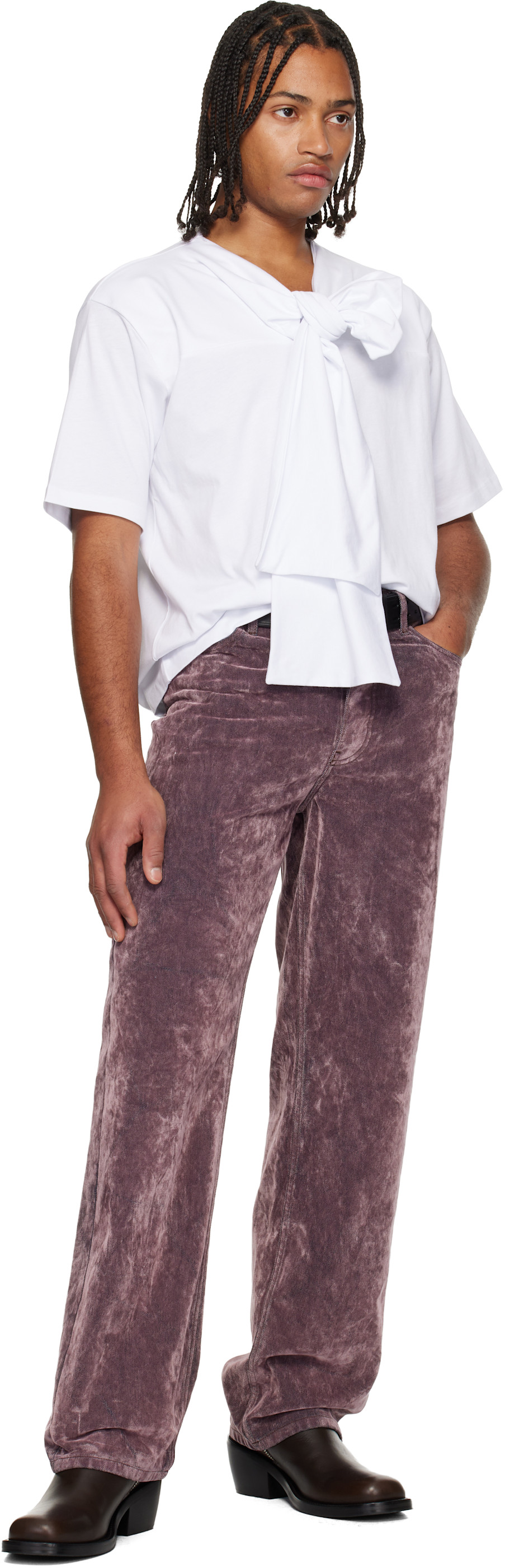 Dries Van Noten: White Bow Neck Cotton T-shirt | SSENSE