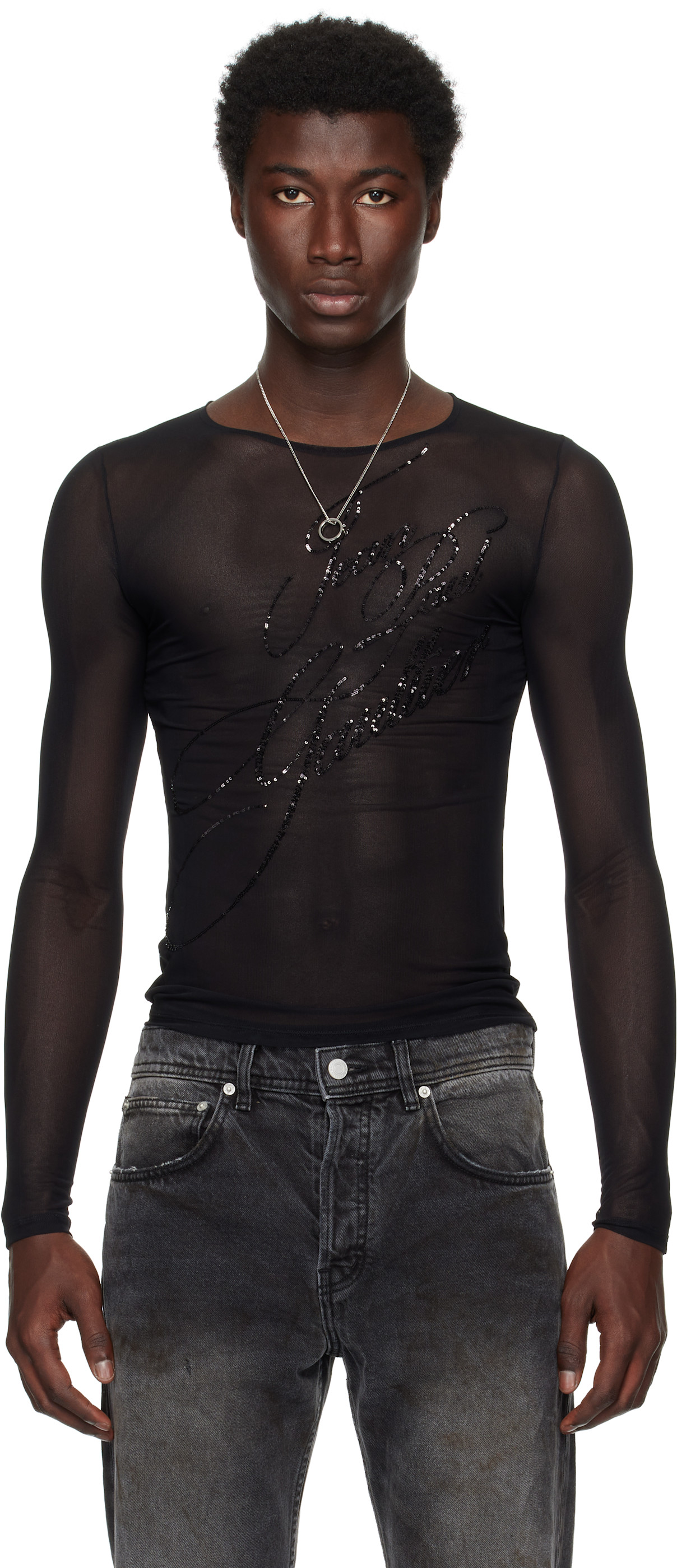 Jean Paul Gaultier: Black 'The Sequin' Top | SSENSE
