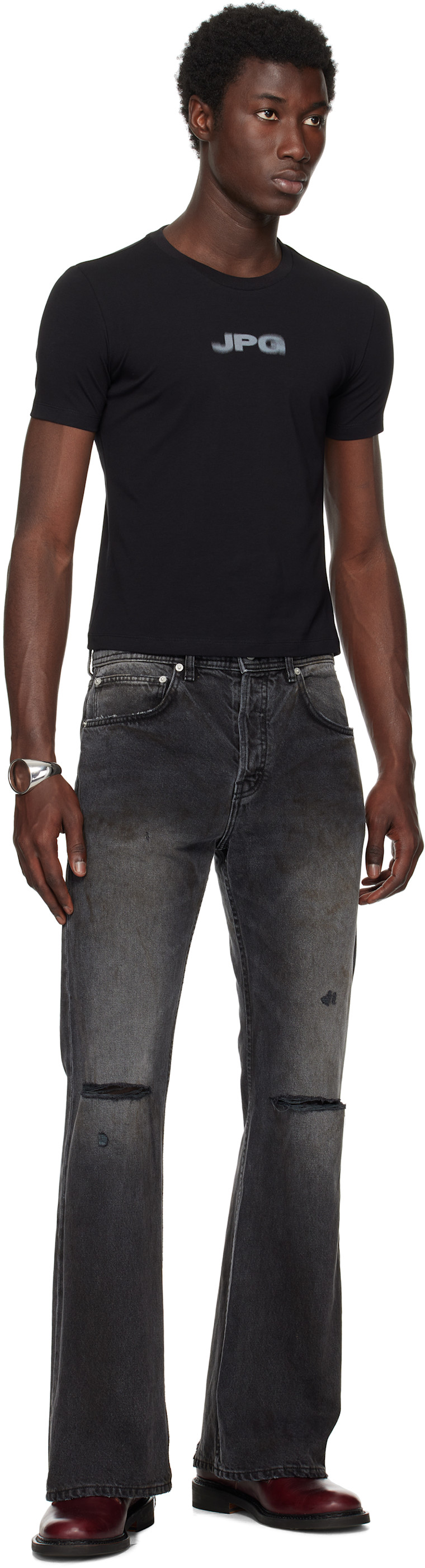 Jean Paul Gaultier: Black 'The JPG' Baby T-shirt | SSENSE