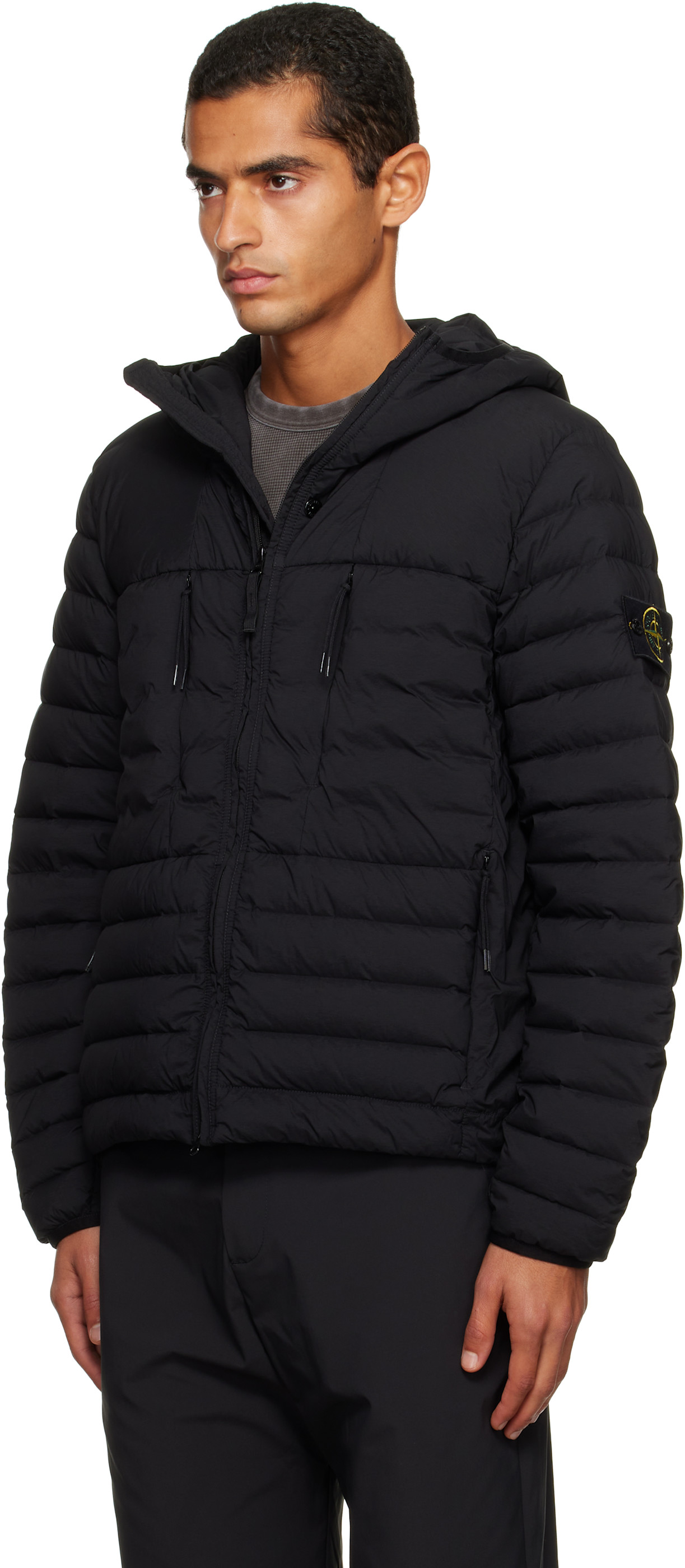 Stone Island: Black 4100020 Seamless Tunnel Nylon Down-TC Jacket