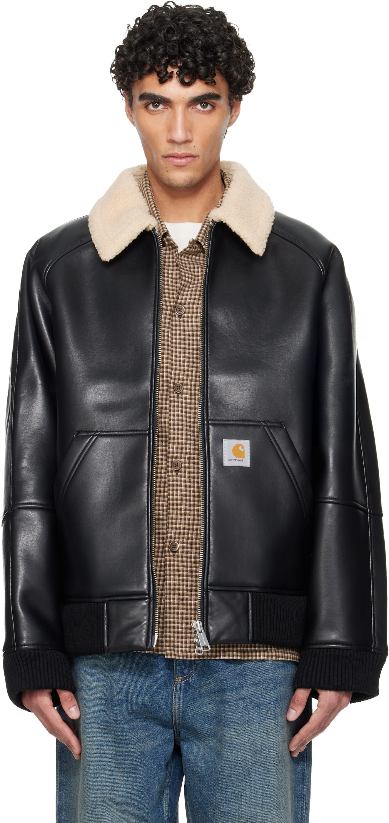 Carhartt Work In Progress: ブラック Shepton フェイクレザー