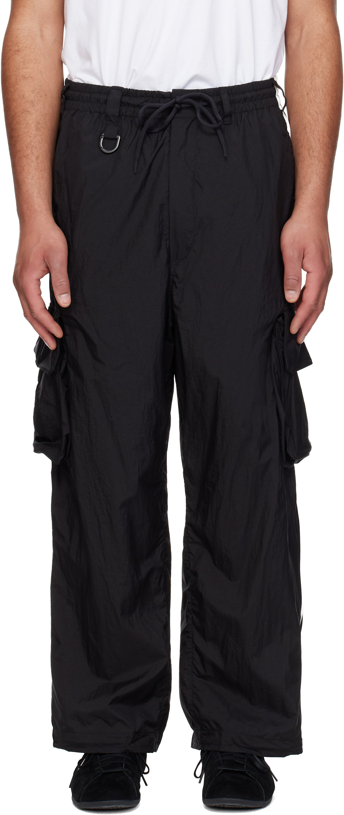Y-3: Black Nylon Wired 3 Stripes Cargo Pants | SSENSE