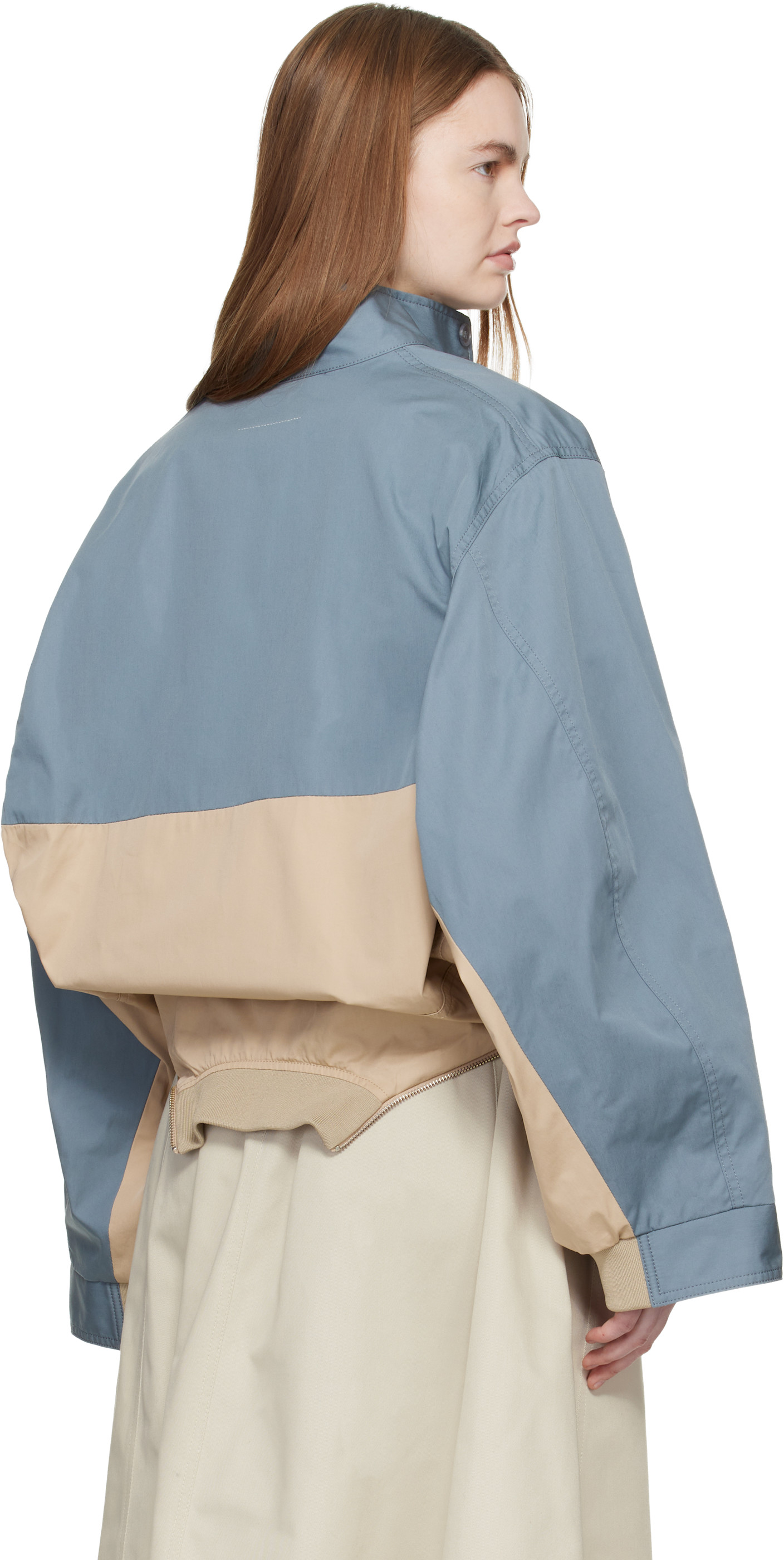 MM6 Maison Margiela: Blue & Tan Sports Jacket | SSENSE