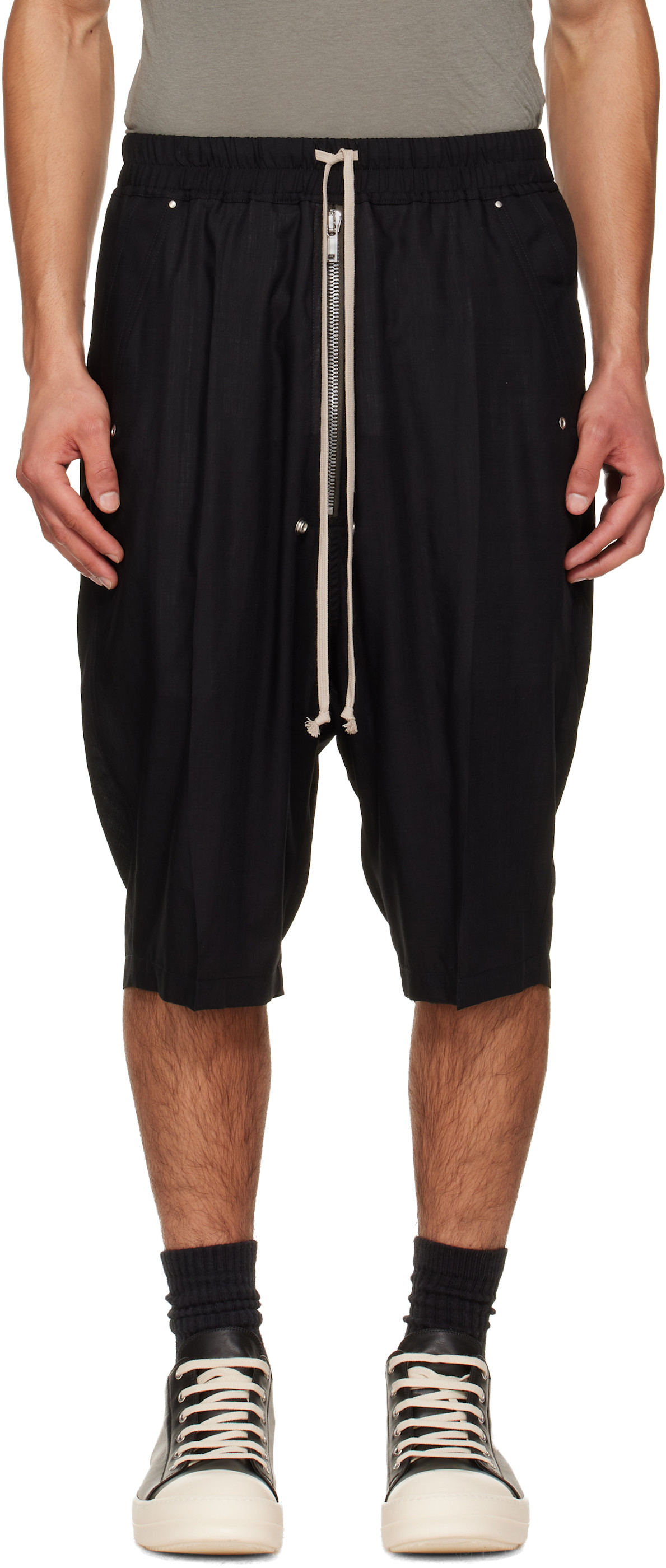 Rick Owens: ブラック Temple Bela Pods ショートパンツ | SSENSE 日本