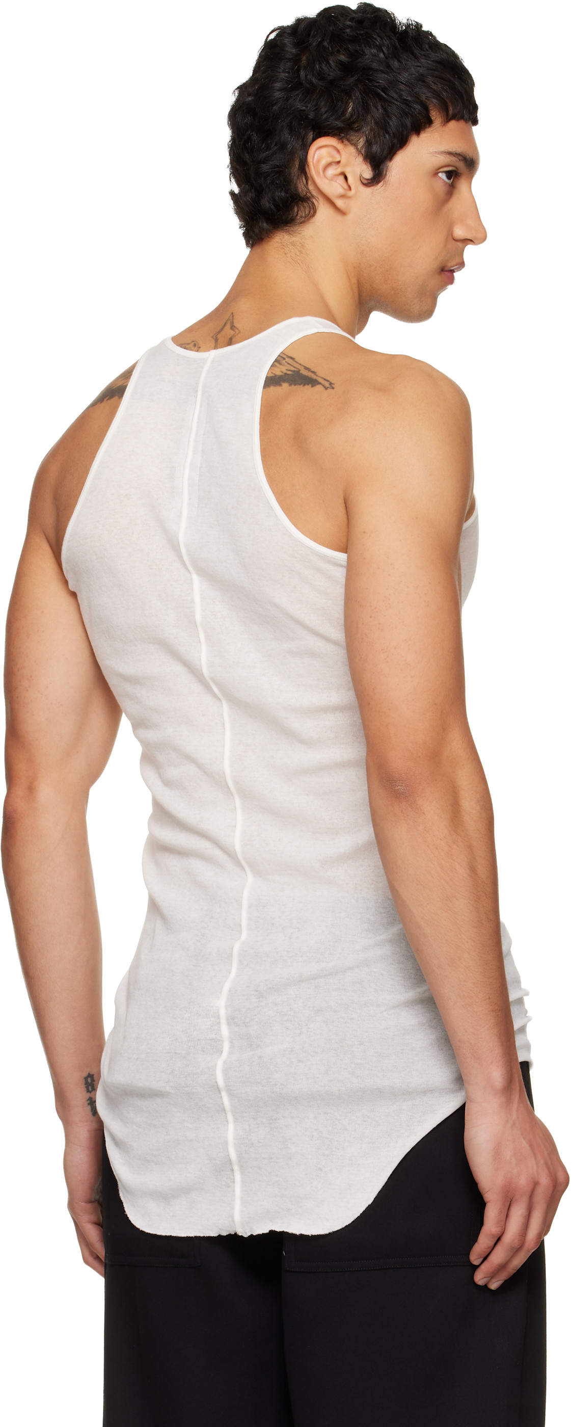Rick Owens: White Temple Basic Rib Tank Top | SSENSE