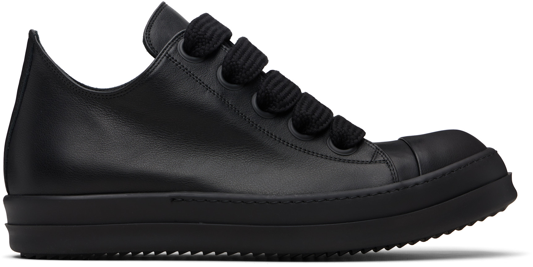 Rick Owens: Black Temple Jumbolace Low Sneaks Sneakers | SSENSE