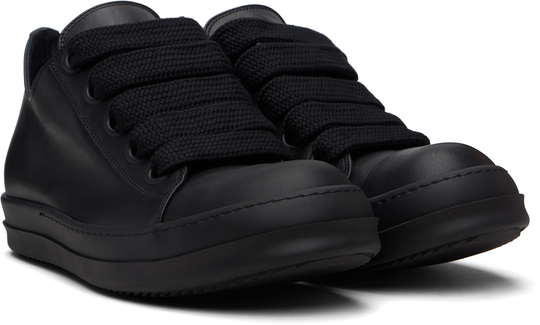Rick Owens: Black Temple Jumbolace Low Sneaks Sneakers | SSENSE