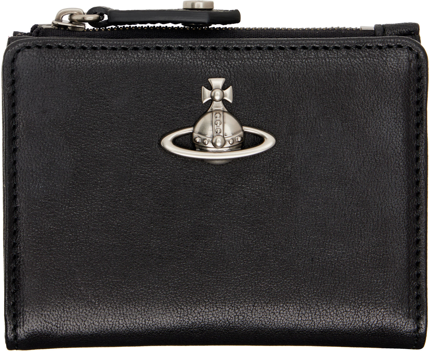 Vivienne Westwood: Black Slim Flap Card Holder | SSENSE