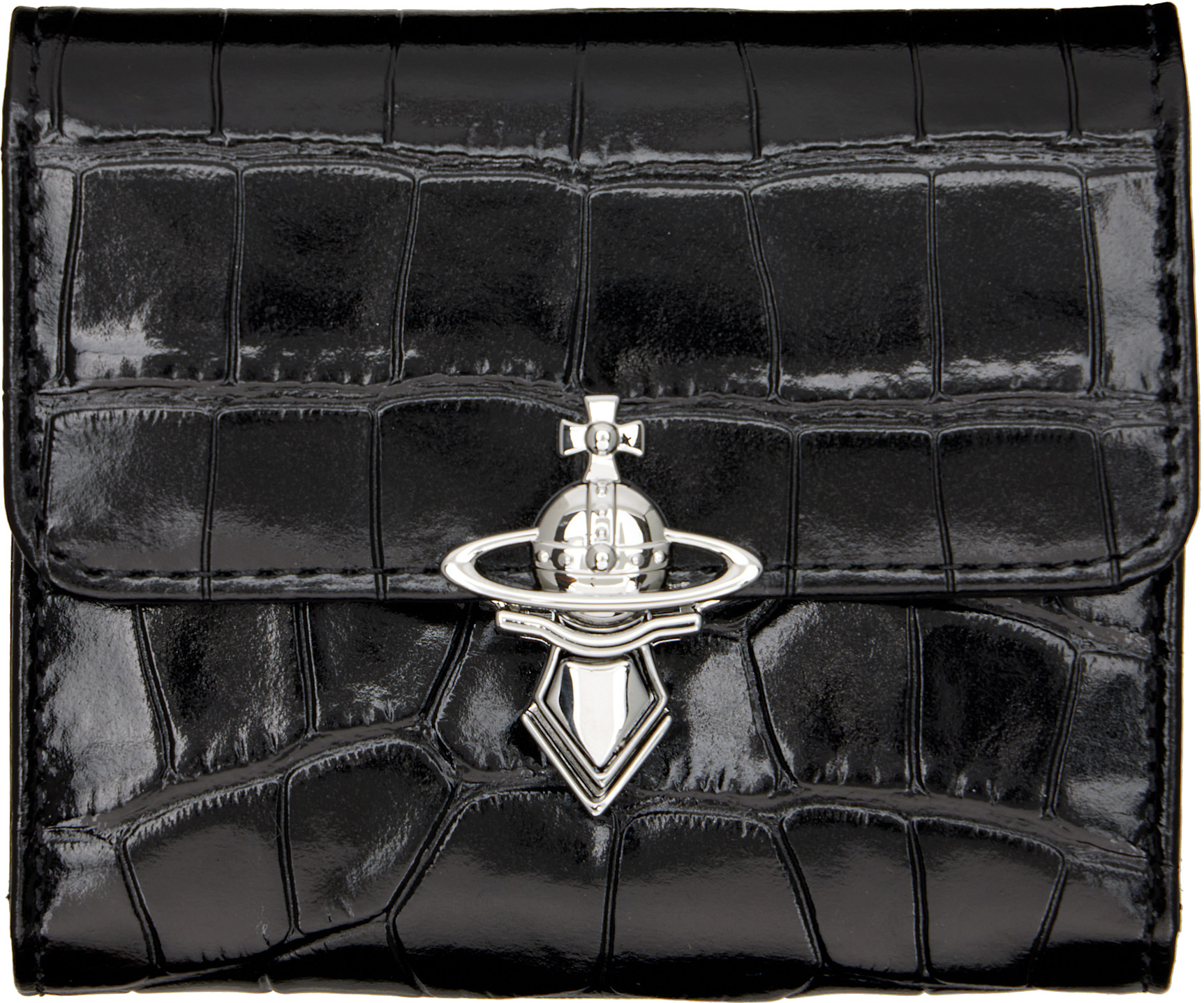 【最終値下げ】Vivienne Westwood ORB フラップ付ワッチ Vivienne Westwood: Black Orb Clasp Wallet | SSENSE