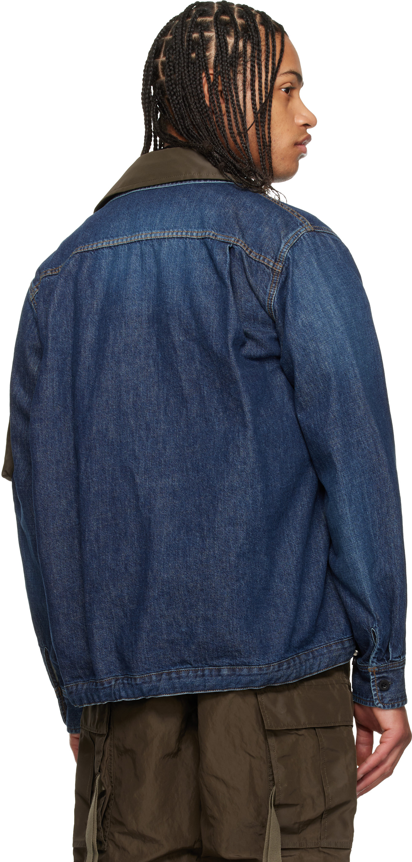 sacai: ブルー Denim x Nylon Twill ブルゾン デニムジャケット