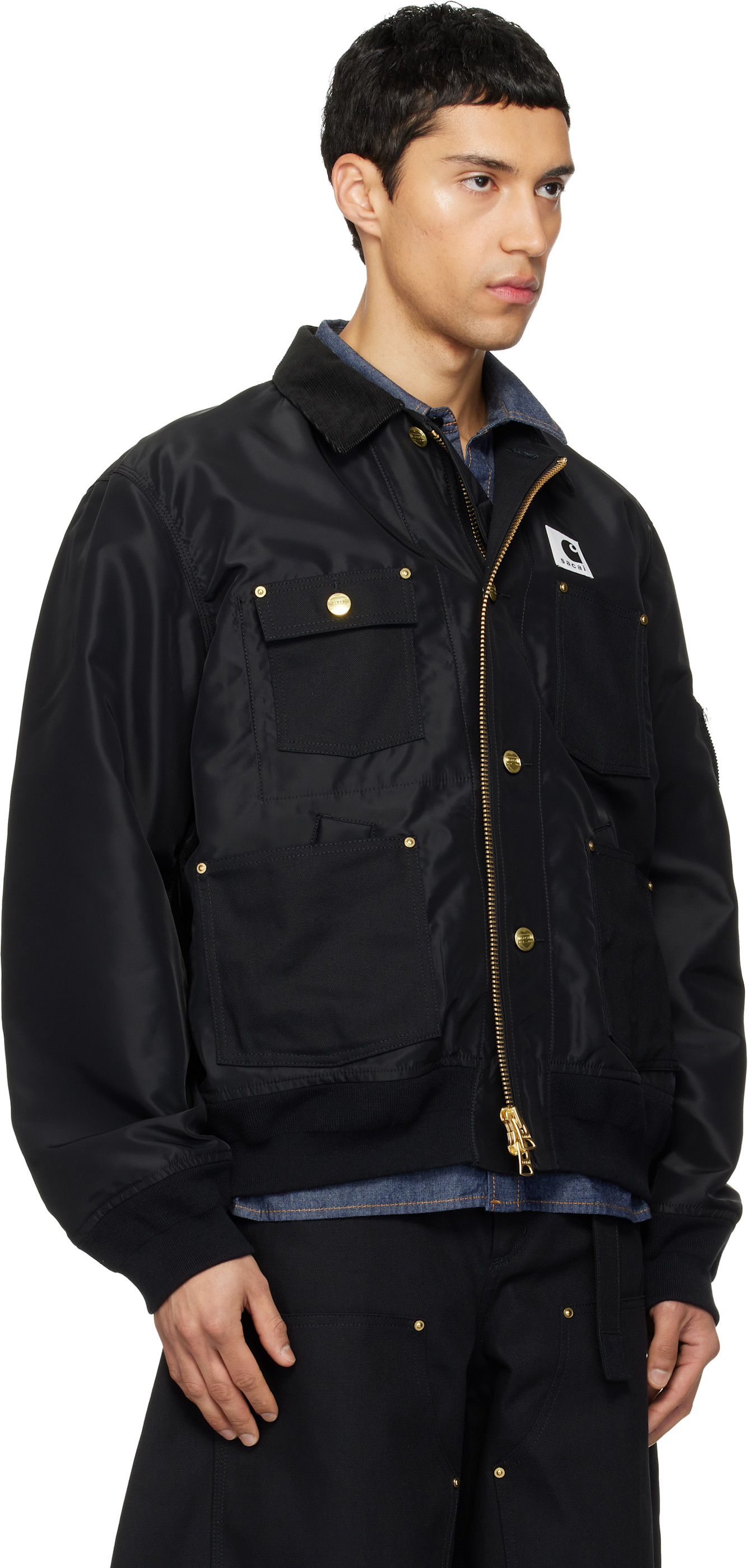 sacai: Black Carhartt WIP Edition Nylon Twill & Duck Jacket | SSENSE