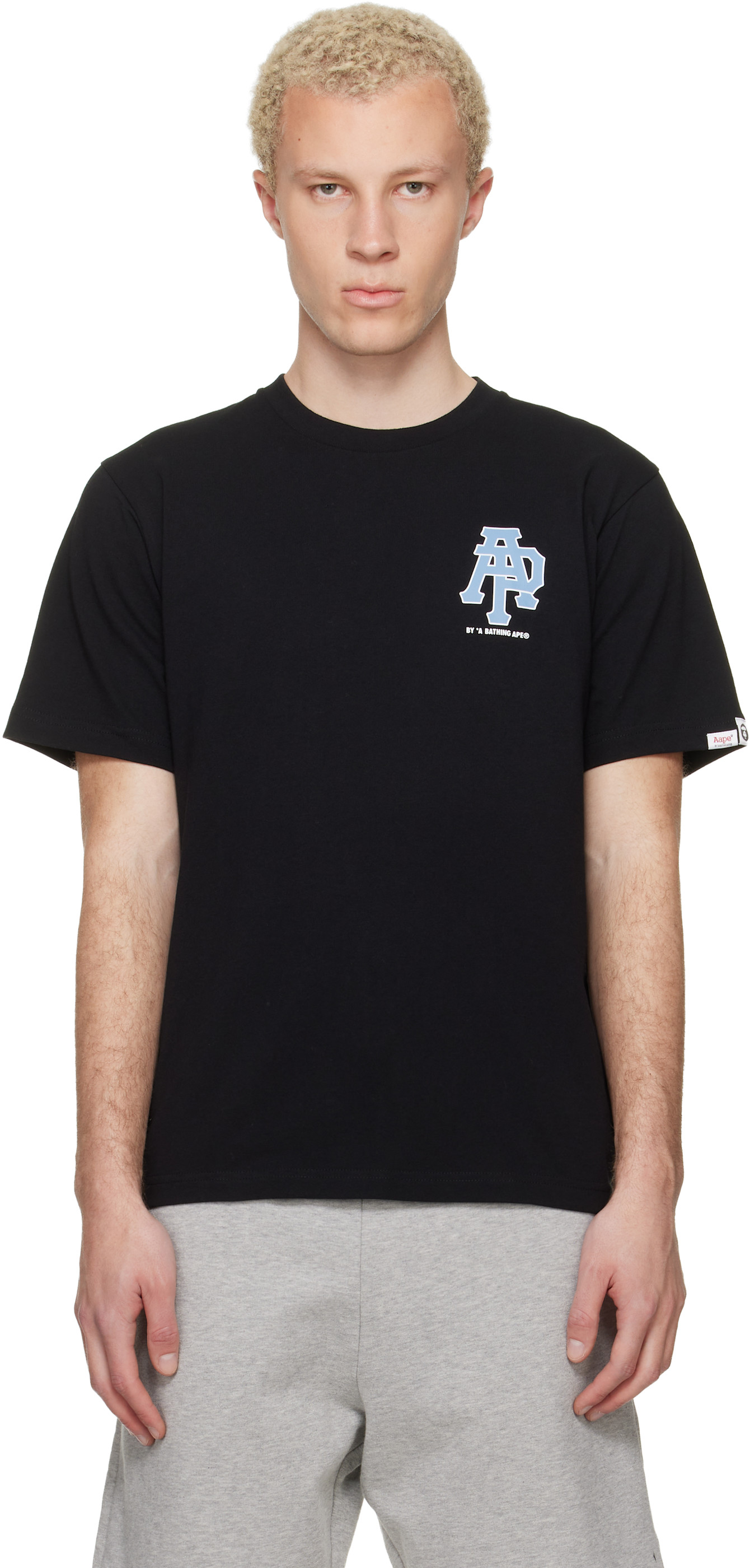AAPE by A Bathing Ape: Black Logo T-shirt | SSENSE