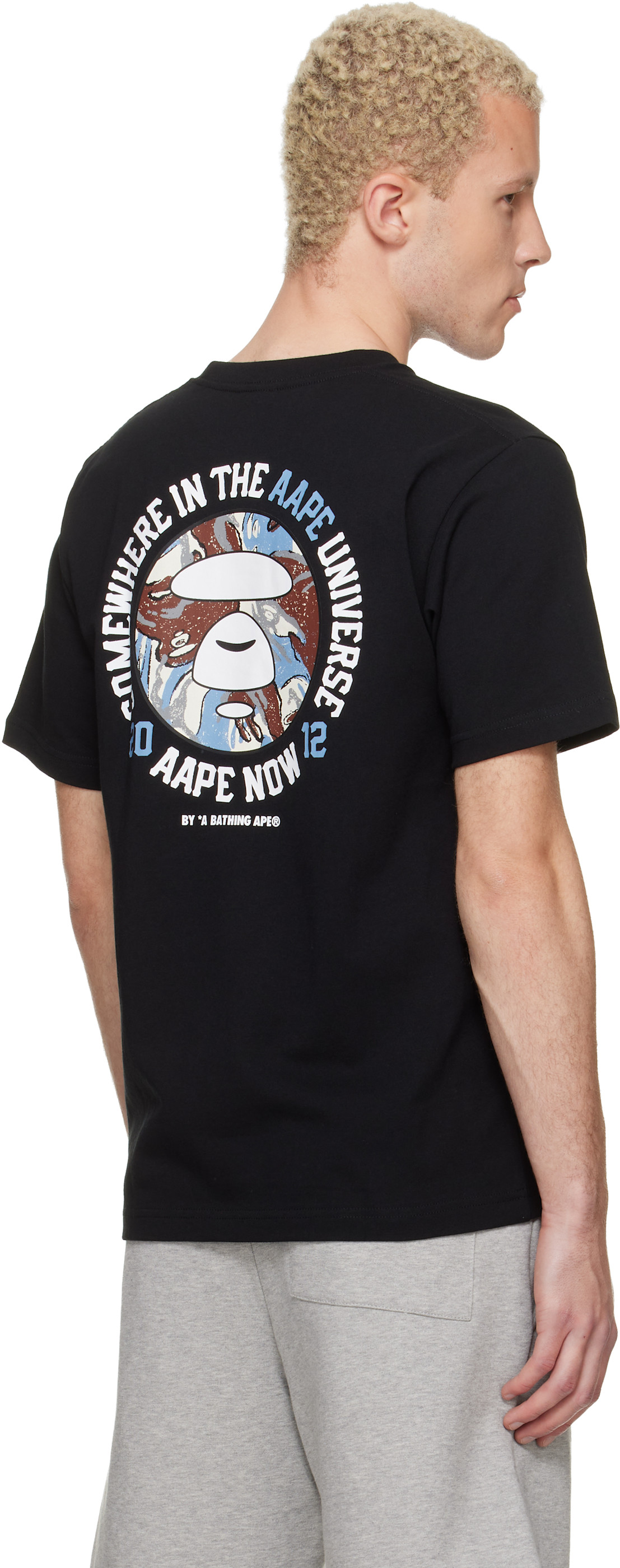 AAPE by A Bathing Ape: Black Logo T-shirt | SSENSE