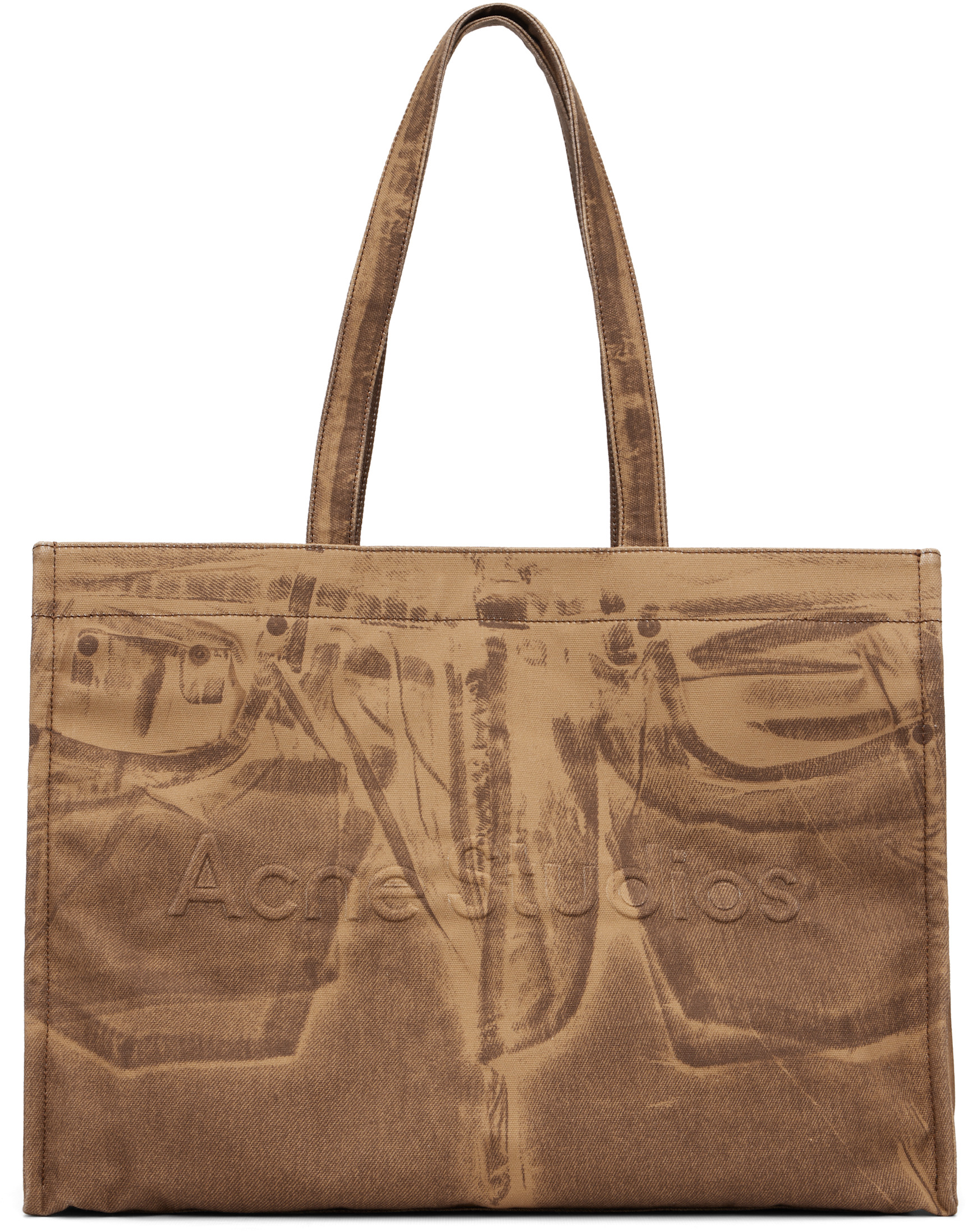 Acne Studios: タン Logo Shopper トートバッグ | SSENSE 日本