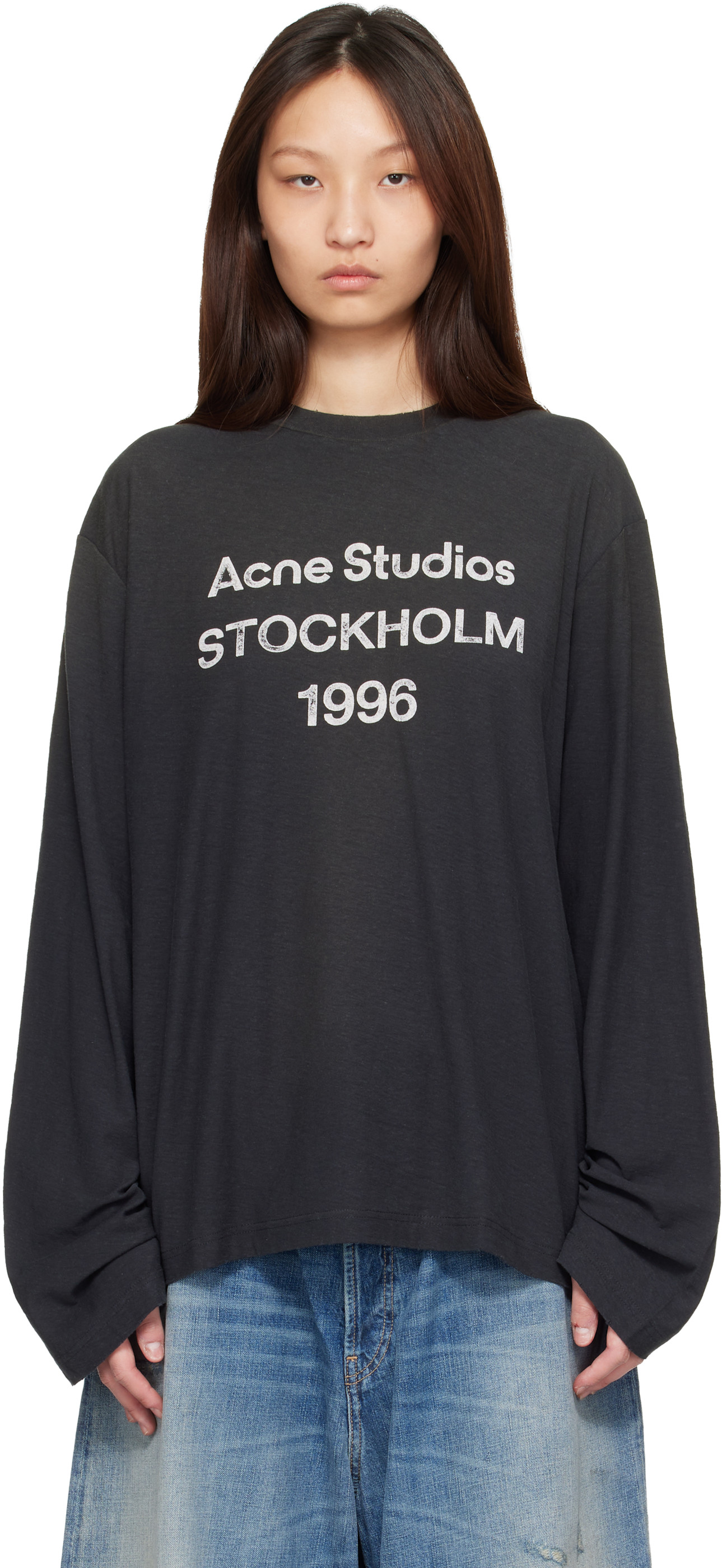 Acne Studios: Black Sprayed 1996 Logo T-shirt | SSENSE Austria