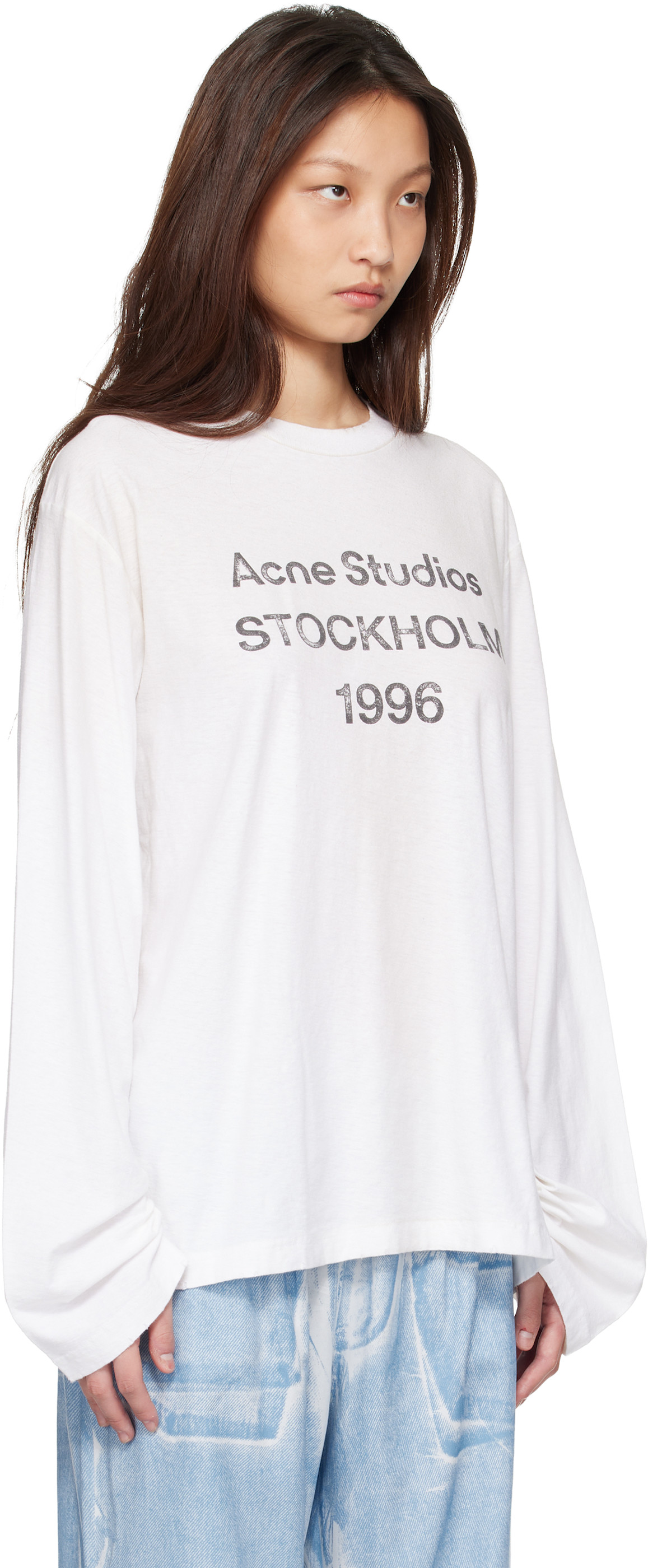 Acne Studios: Off-White Sprayed 1996 Logo T-shirt | SSENSE Austria