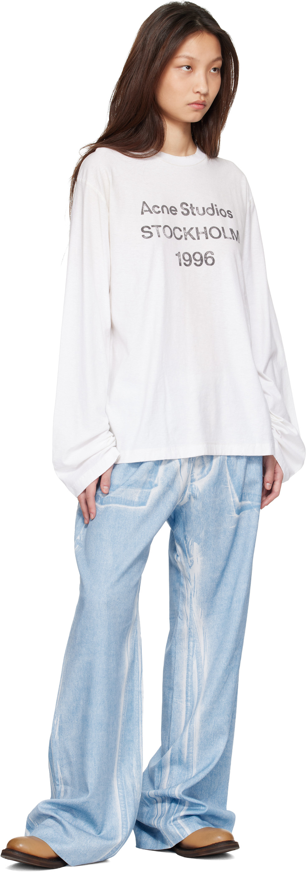 Acne Studios: Off-White Sprayed 1996 Logo T-shirt | SSENSE Austria