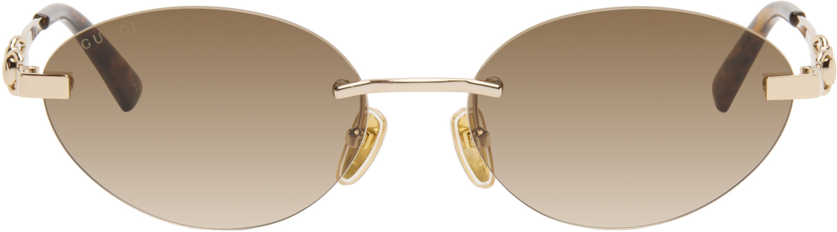 Gucci Gold Frame with Brown Lenses Oval Sunglasses Gucci GG2051S Oval Sunglasses | Fashion Eyewear main image 4