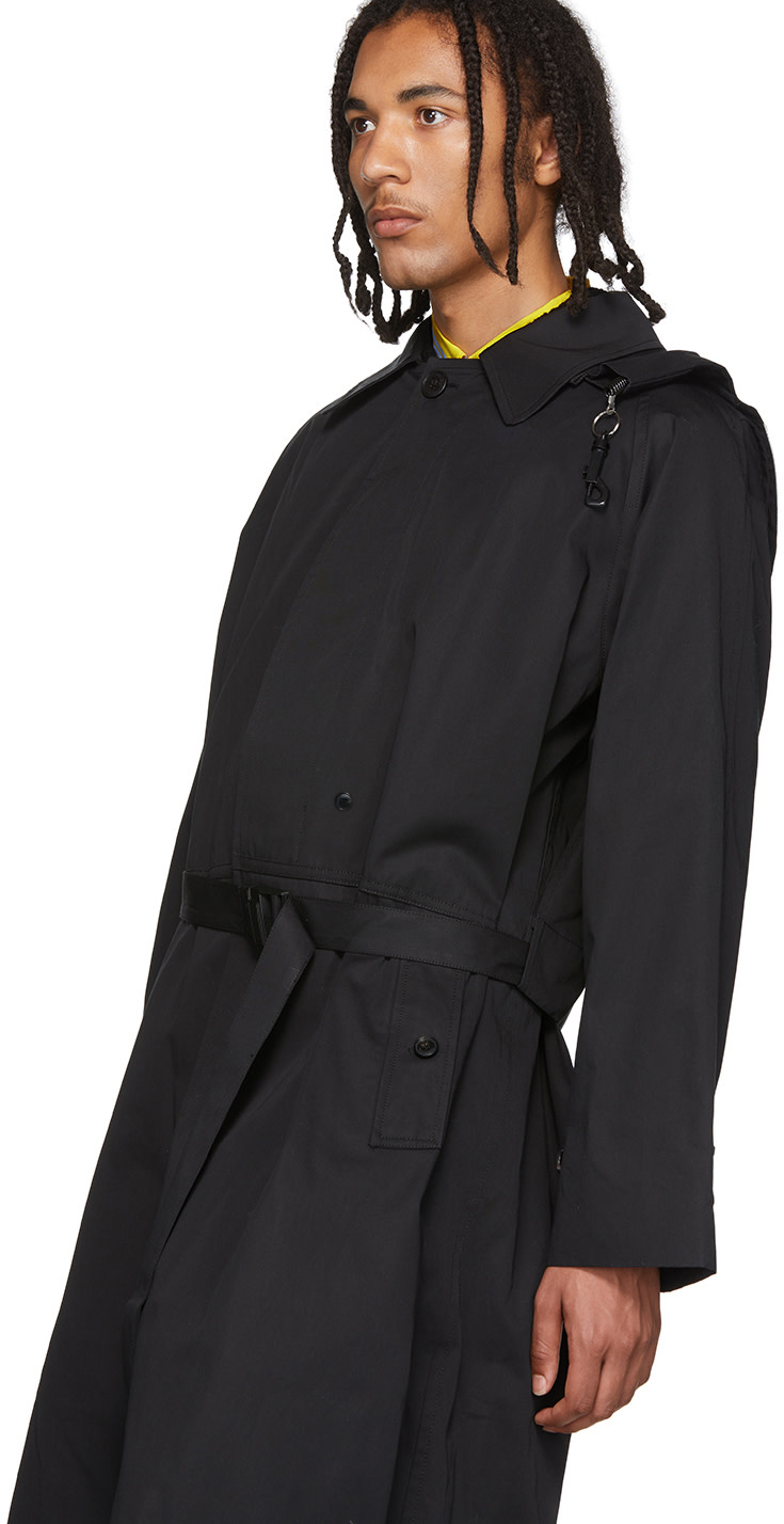 Sankuanz: Black Trench Coat | SSENSE Canada
