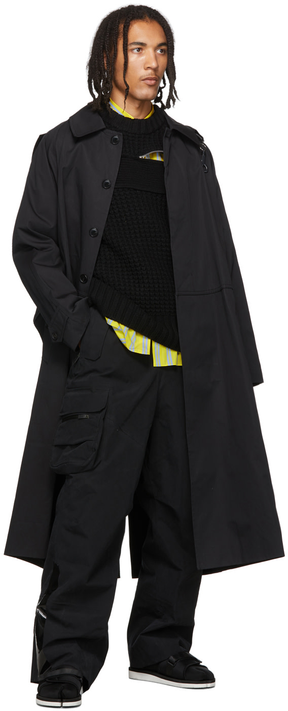 Sankuanz: Black Trench Coat | SSENSE Canada