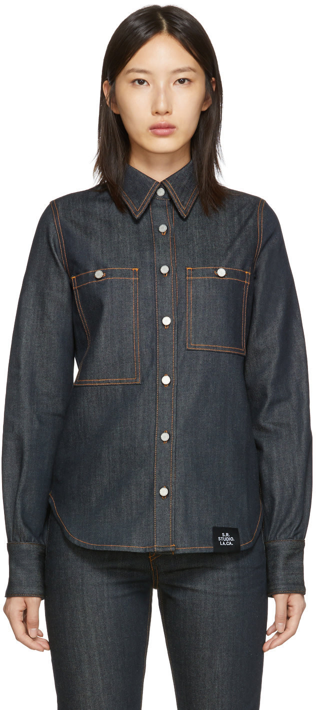 S.R. STUDIO. LA. CA. - Indigo Unlimited Denim Oversized Button-Down Shirt