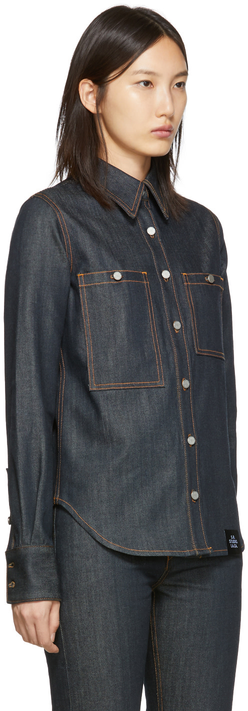 S.R. STUDIO. LA. CA. - Indigo Unlimited Denim Oversized Button-Down Shirt