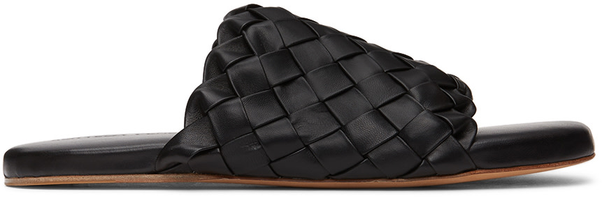 Bottega Veneta: ブラック イントレチャート スライド | SSENSE 日本