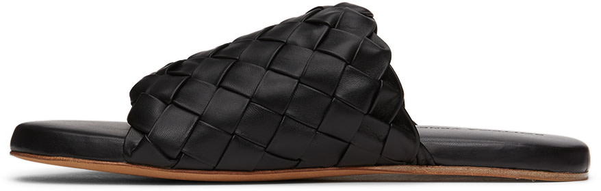 Bottega Veneta: ブラック イントレチャート スライド | SSENSE 日本