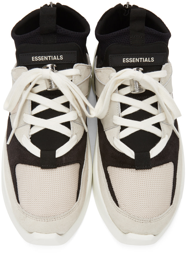 Fear of God ESSENTIALS - Black & Beige Sock Runner Sneakers