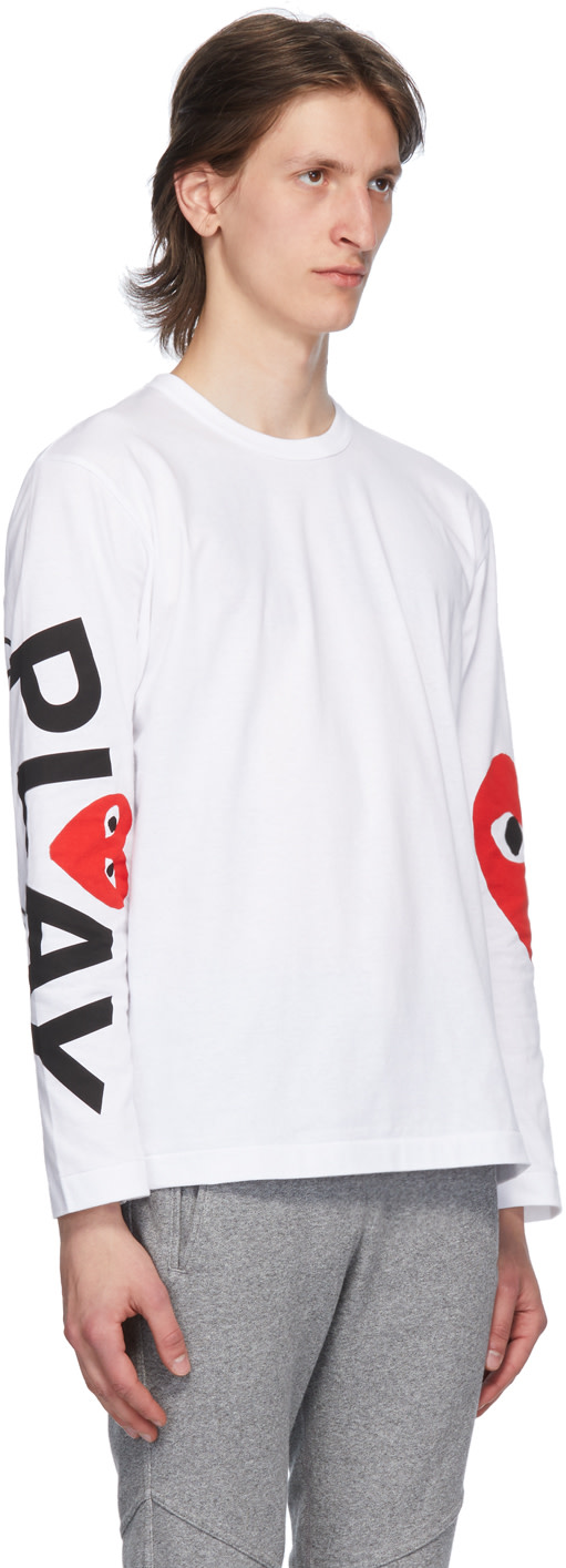 COMME des GARÇONS PLAY: White Big Heart Long Sleeve T-Shirt | SSENSE