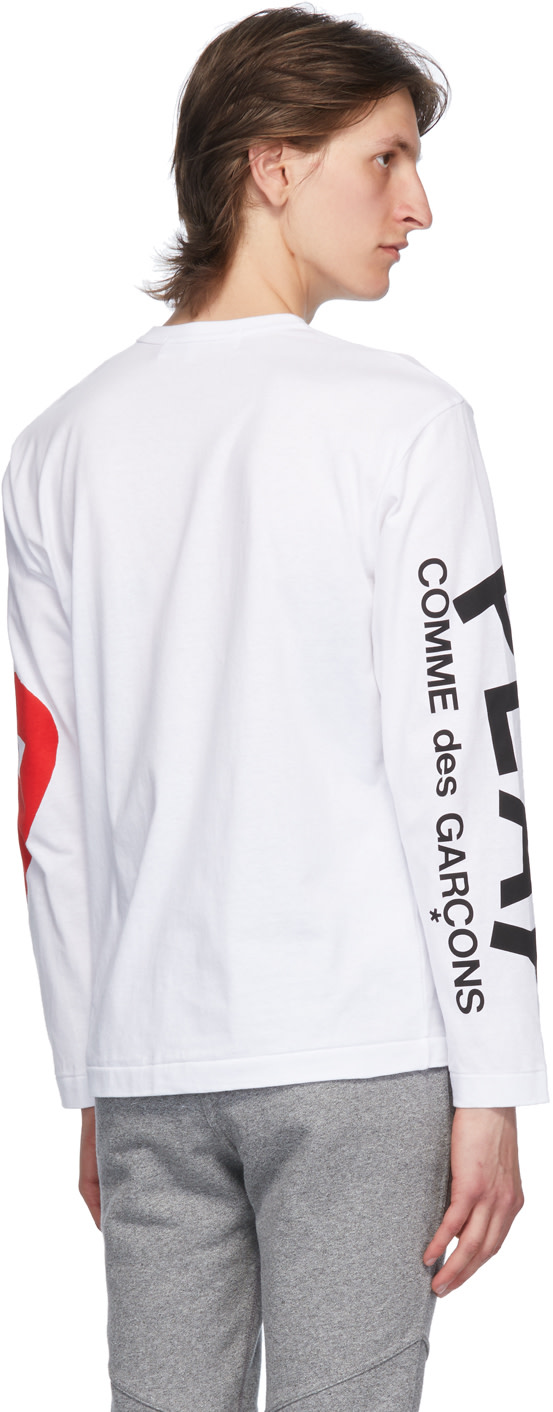 COMME des GARÇONS PLAY: White Big Heart Long Sleeve T-Shirt | SSENSE