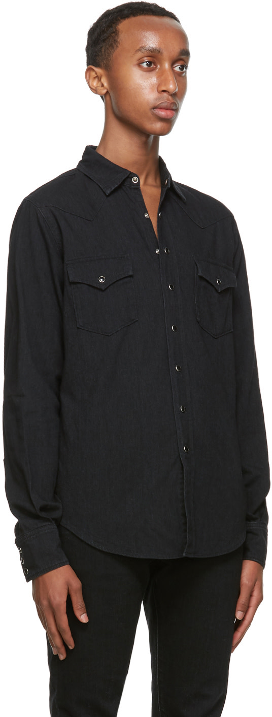 Saint Laurent: Black Denim Classic Western Shirt | SSENSE