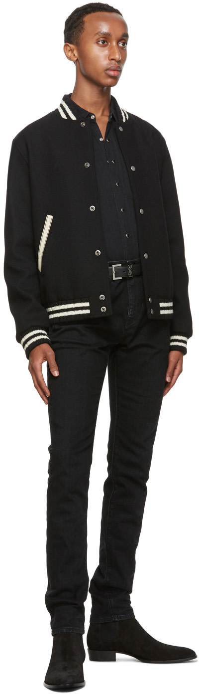 Saint Laurent: Black Denim Classic Western Shirt | SSENSE