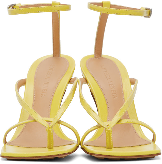 Bottega Veneta: Yellow Stretch Sandals | SSENSE