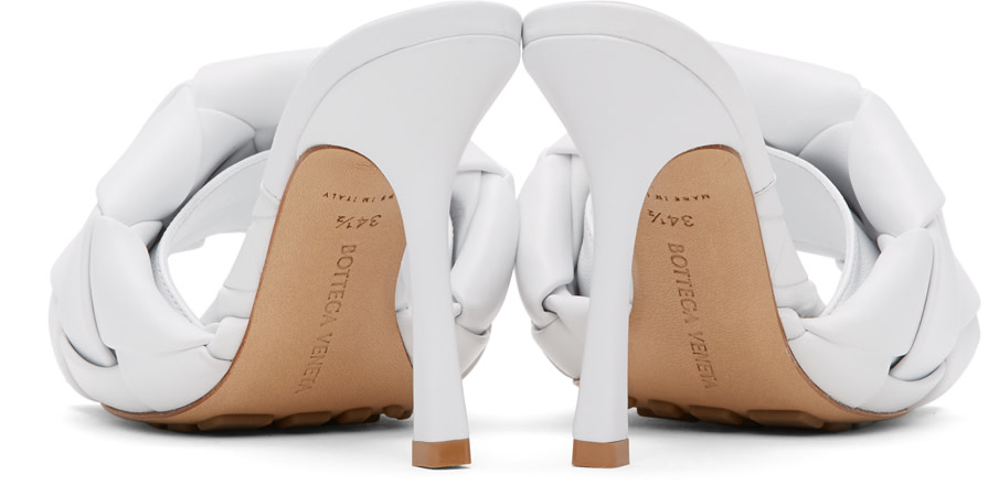 Bottega Veneta: White Intrecciato Lido Heeled Sandals | SSENSE