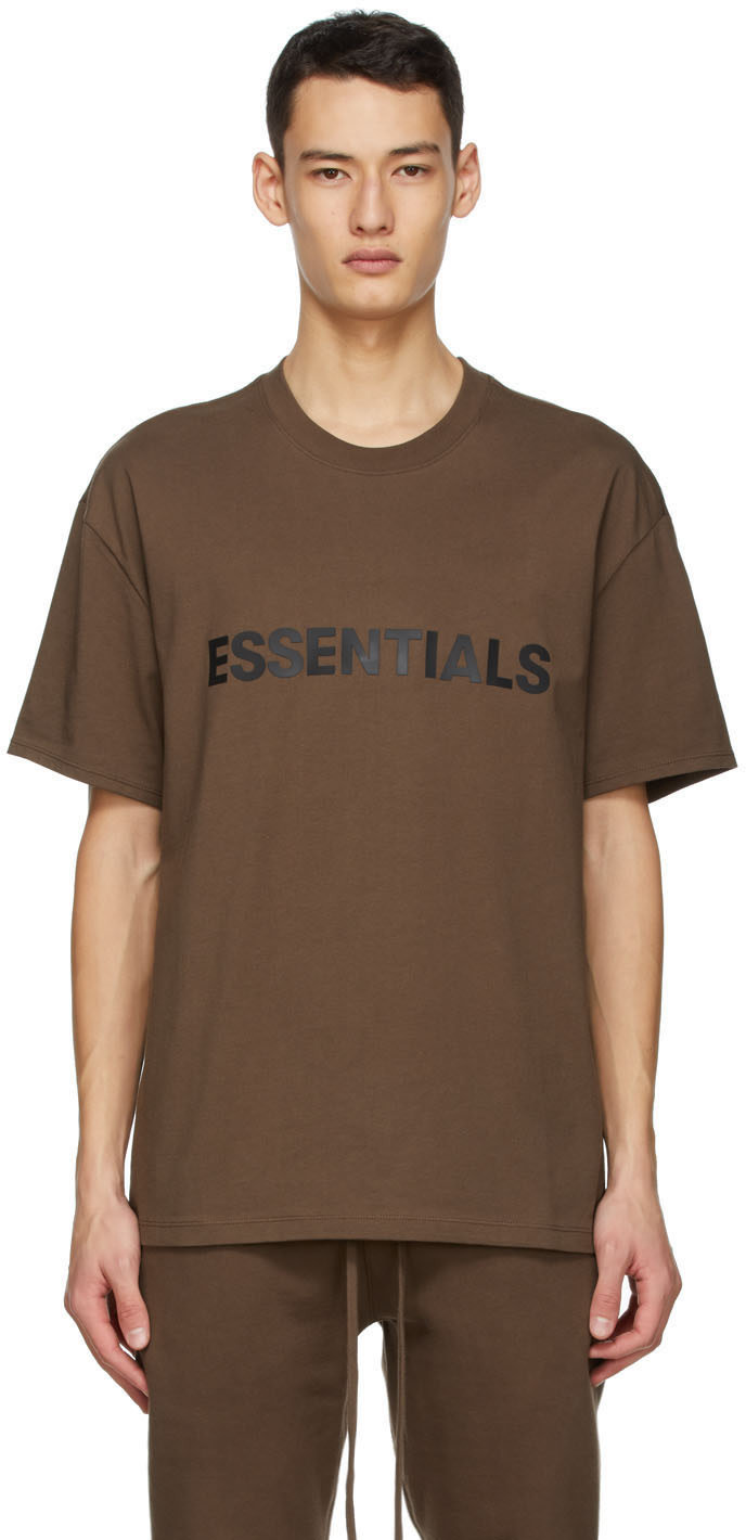 Fear of God ESSENTIALS - SSENSE Exclusive Brown Logo T-Shirt